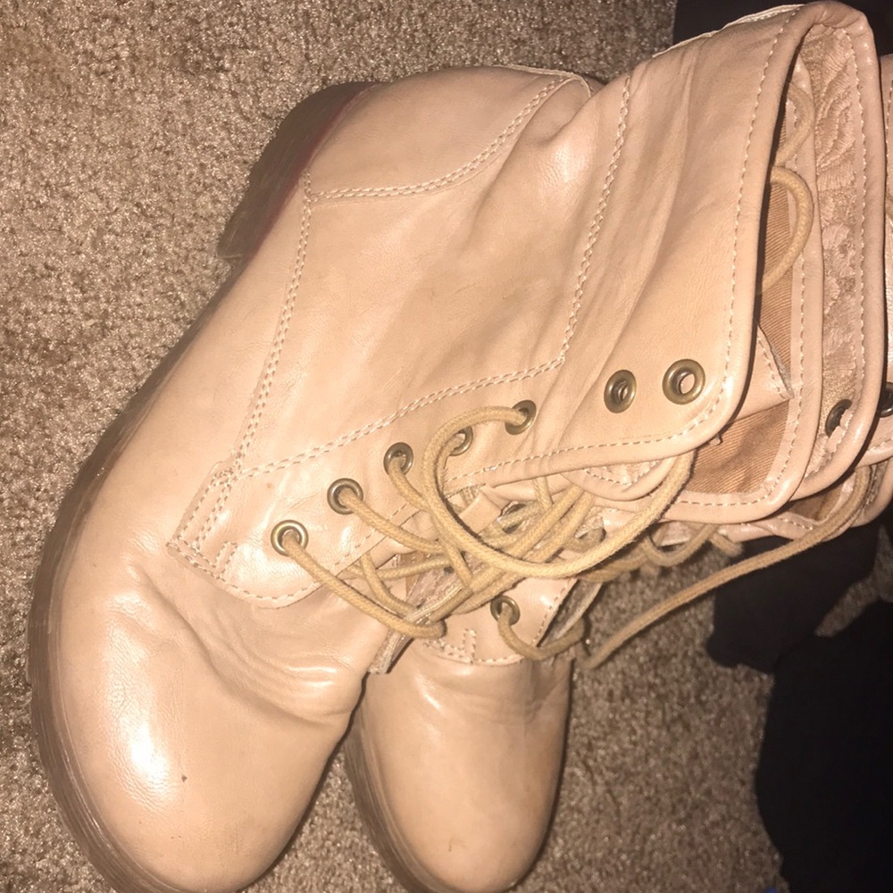 Tan lace up boots